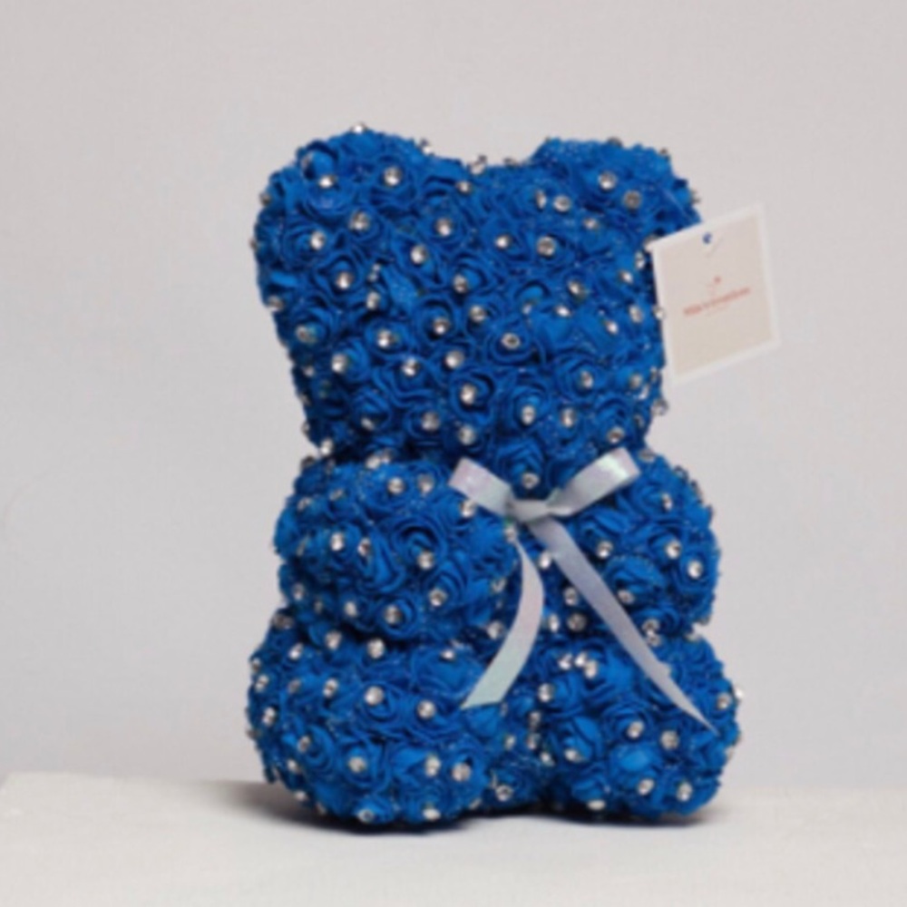 Handmade Bear with Roses and Rhinestones - Picture 1 of 11
